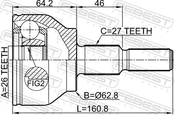 Febest 2110-KUGII - Шарнір, ШРУС, приводний вал autozip.com.ua