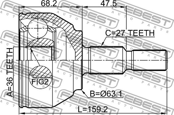 Febest 2110-KUGTD - Шарнірний комплект, ШРУС, приводний вал autozip.com.ua