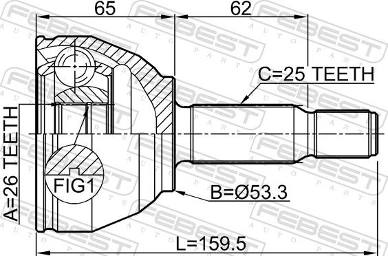 Febest 2110-TRCD - Шарнір, ШРУС, приводний вал autozip.com.ua
