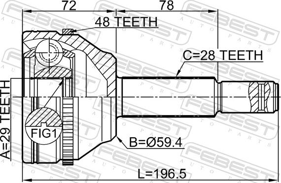 Febest 2110-TRDA48 - Шарнір, ШРУС, приводний вал autozip.com.ua