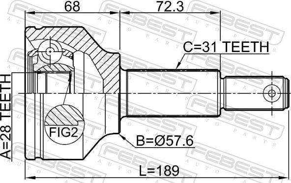 Febest 2110-TTF - Шарнір, ШРУС, приводний вал autozip.com.ua