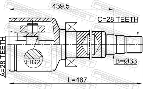 Febest 2111-AWF21RH - Шарнір, ШРУС, приводний вал autozip.com.ua