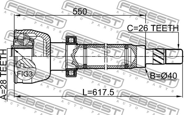 Febest 2111-CA1RH - Шарнірний комплект, ШРУС, приводний вал autozip.com.ua