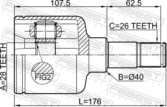 Febest 2111-CA220LH - Шарнір, ШРУС, приводний вал autozip.com.ua