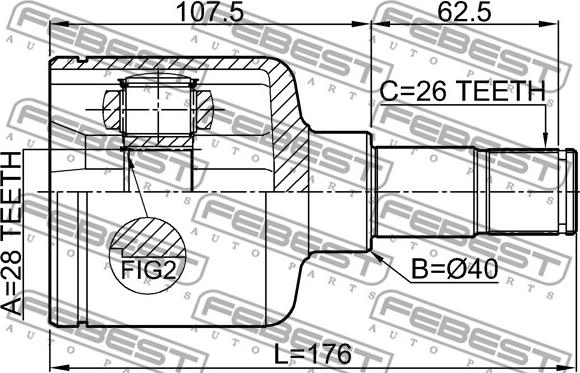 Febest 2111-CA220LH - Шарнірний комплект, ШРУС, приводний вал autozip.com.ua