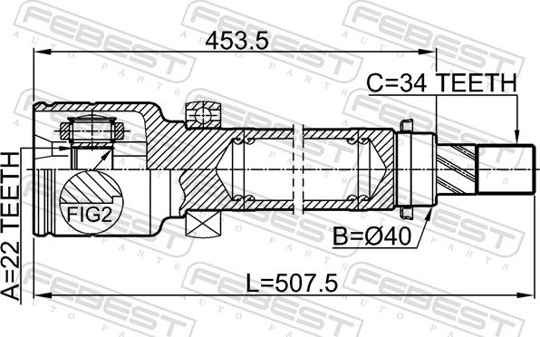 Febest 2111-CB8RH - Шарнірний комплект, ШРУС, приводний вал autozip.com.ua