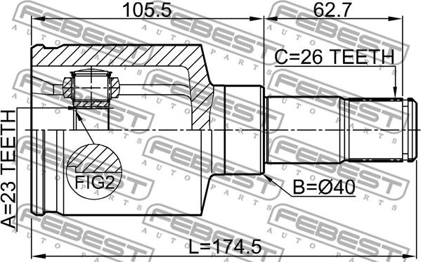 Febest 2111-CB320ATLH - Шарнірний комплект, ШРУС, приводний вал autozip.com.ua