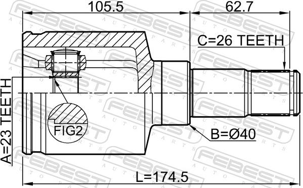 Febest 2111-CB320ATLH - Шарнір, ШРУС, приводний вал autozip.com.ua