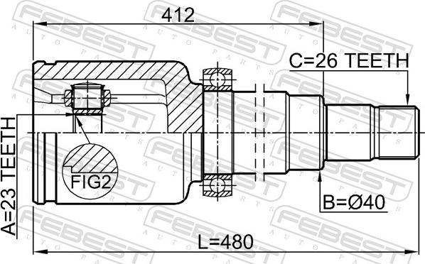 Febest 2111-CB320ATRH - Шарнір, ШРУС, приводний вал autozip.com.ua