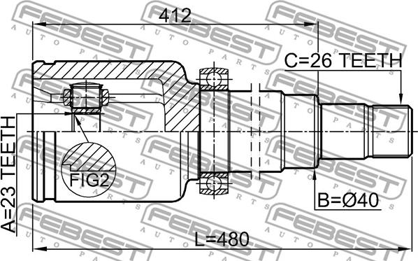 Febest 2111-CB320ATRH - Шарнірний комплект, ШРУС, приводний вал autozip.com.ua
