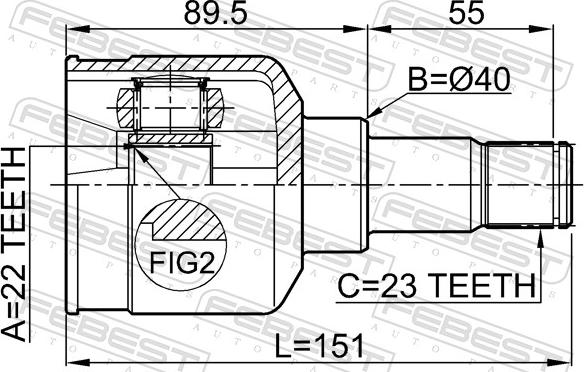 Febest 2111-FUS - Шарнір, ШРУС, приводний вал autozip.com.ua