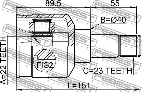 Febest 2111-FUS - ШРУС внутр с пыльн. FORD  пр-во FEBEST autozip.com.ua