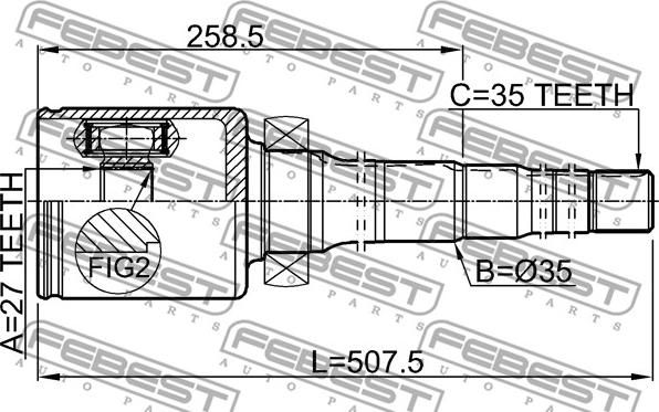 Febest 2111-KUGIIRH - Шарнір, ШРУС, приводний вал autozip.com.ua