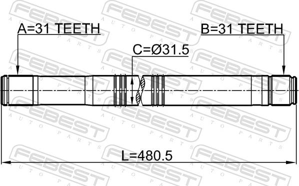 Febest 2112-TT9 - Приводний вал autozip.com.ua