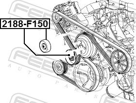 Febest 2188-F150 - Паразитний / провідний ролик, поліклиновий ремінь autozip.com.ua