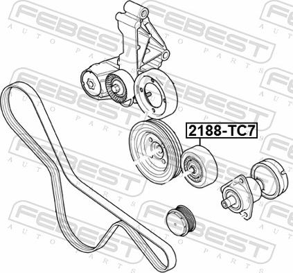 Febest 2188-TC7 - Паразитний / провідний ролик, поліклиновий ремінь autozip.com.ua