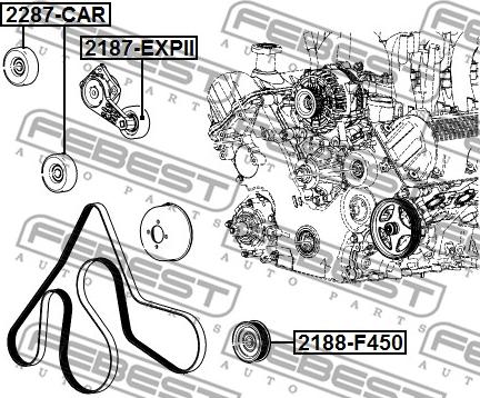 Febest 2188-F450 - Паразитний / провідний ролик, поліклиновий ремінь autozip.com.ua