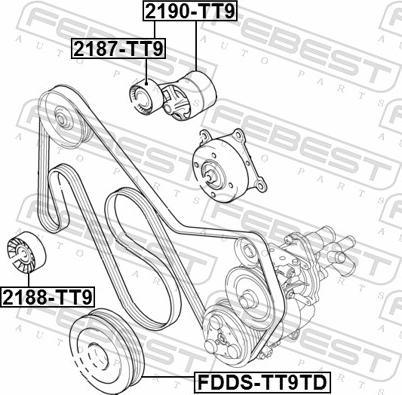 Febest 2188-TT9 - Паразитний / провідний ролик, поліклиновий ремінь autozip.com.ua