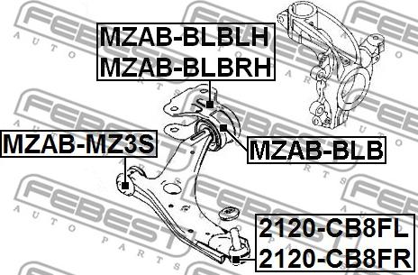 Febest 2120-CB8FL - Шарова опора, несучий / направляючий шарнір autozip.com.ua