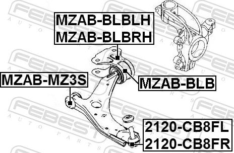 Febest 2120-CB8FL - Шарова опора, несучий / направляючий шарнір autozip.com.ua