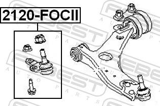 Febest 2120-FOCII - Шарова опора, несучий / направляючий шарнір autozip.com.ua