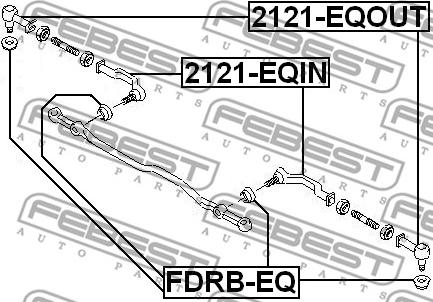 Febest 2121-EQOUT - Наконечник рульової тяги, кульовий шарнір autozip.com.ua