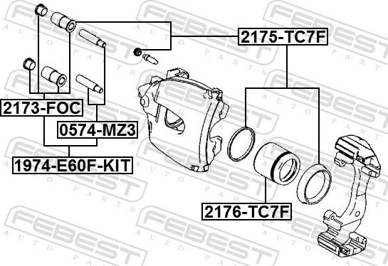 Febest 2175-TC7F - Ремкомплект, гальмівний супорт autozip.com.ua