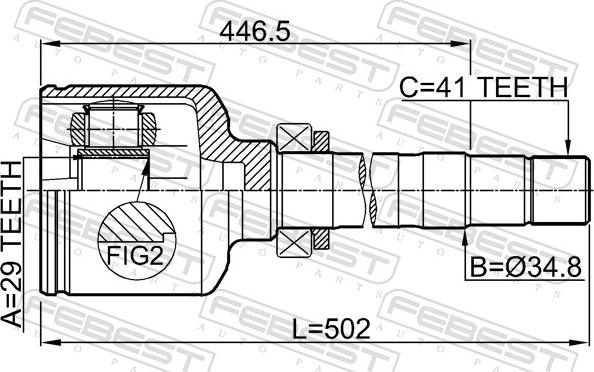Febest 2811-DUCQ18RH - Шарнірний комплект, ШРУС, приводний вал autozip.com.ua