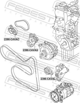 Febest 2390-CAVAL - Натягувач ременя, клинові зуб. autozip.com.ua