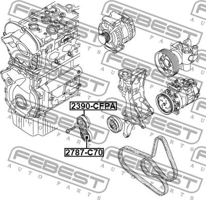 Febest 2390-CFPA - Натягувач ременя, поліклиновий ремінь autozip.com.ua