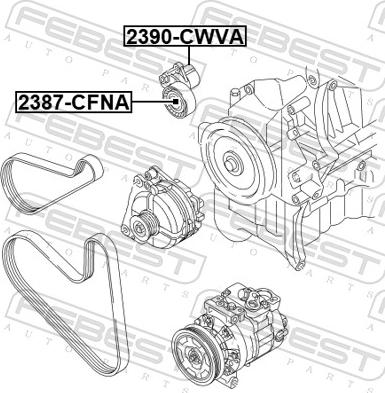 Febest 2390-CWVA - Натягувач ременя, поліклиновий ремінь autozip.com.ua