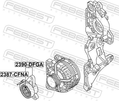 Febest 2390-DFGA - Натягувач ременя, клинові зуб. autozip.com.ua
