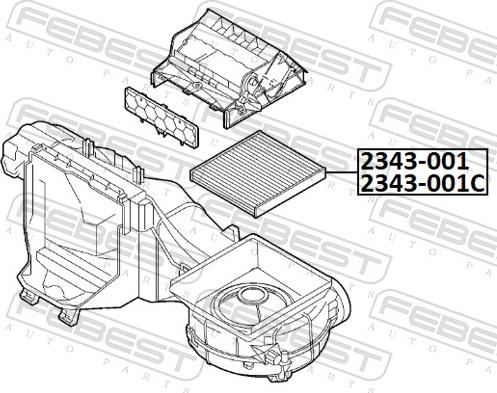 Febest 2343-001 - Фільтр, повітря у внутрішній простір autozip.com.ua