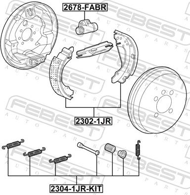 Febest 2302-1JR - Комплект гальм, барабанний механізм autozip.com.ua