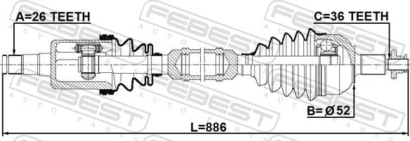 Febest 2314-PVRH - Приводний вал autozip.com.ua
