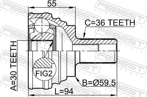 Febest 2310-030 - Шарнір, ШРУС, приводний вал autozip.com.ua