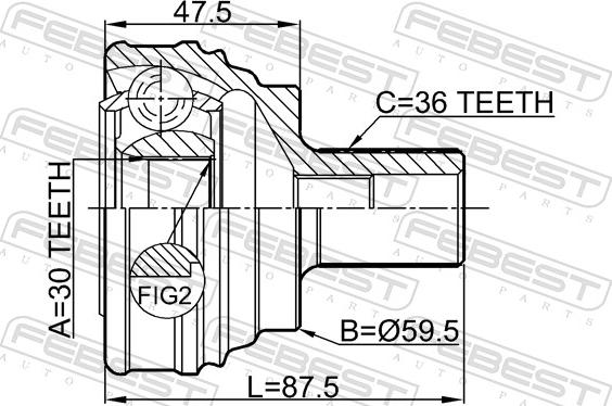 Febest 2310-032 - Шарнір, ШРУС, приводний вал autozip.com.ua