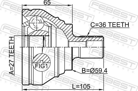 Febest 2310-B6 - Шарнір, ШРУС, приводний вал autozip.com.ua