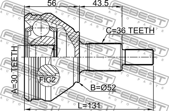 Febest 2310-PV - Шарнірний комплект, ШРУС, приводний вал autozip.com.ua