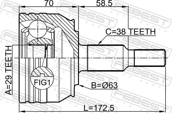 Febest 2310-T5WD - Шарнір, ШРУС, приводний вал autozip.com.ua