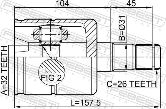 Febest 2311-030 - Шарнір, ШРУС, приводний вал autozip.com.ua