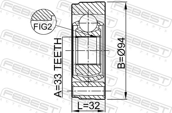 Febest 2311-GV - Шарнір, ШРУС, приводний вал autozip.com.ua