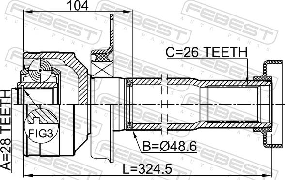 Febest 2311-T5DRH - Шарнір, ШРУС, приводний вал autozip.com.ua