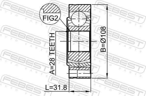 Febest 2311-T5 - Шарнір, ШРУС, приводний вал autozip.com.ua