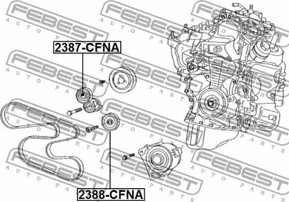 Febest 2387-CFNA - Паразитний / провідний ролик, поліклиновий ремінь autozip.com.ua