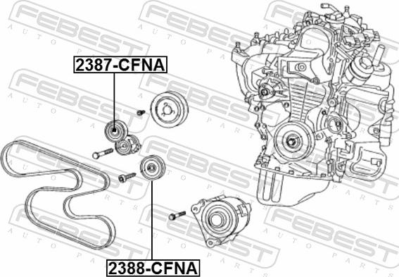 Febest 2387-CFNA - Паразитний / провідний ролик, поліклиновий ремінь autozip.com.ua