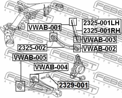 Febest VWAB-005 - Сайлентблок, важеля підвіски колеса autozip.com.ua