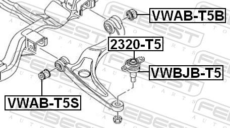 Febest VWBJB-T5 - Ремонтний комплект, що несуть / напрямні шарніри autozip.com.ua