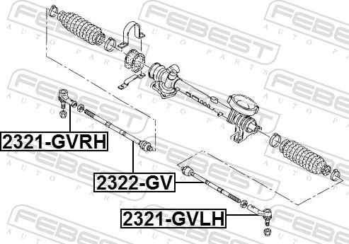 Febest 2321-GVLH - Наконечник рульової тяги, кульовий шарнір autozip.com.ua