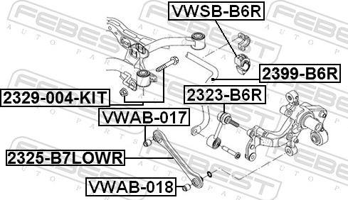 Febest VWAB-017 - Сайлентблок, важіль підвіски колеса autozip.com.ua